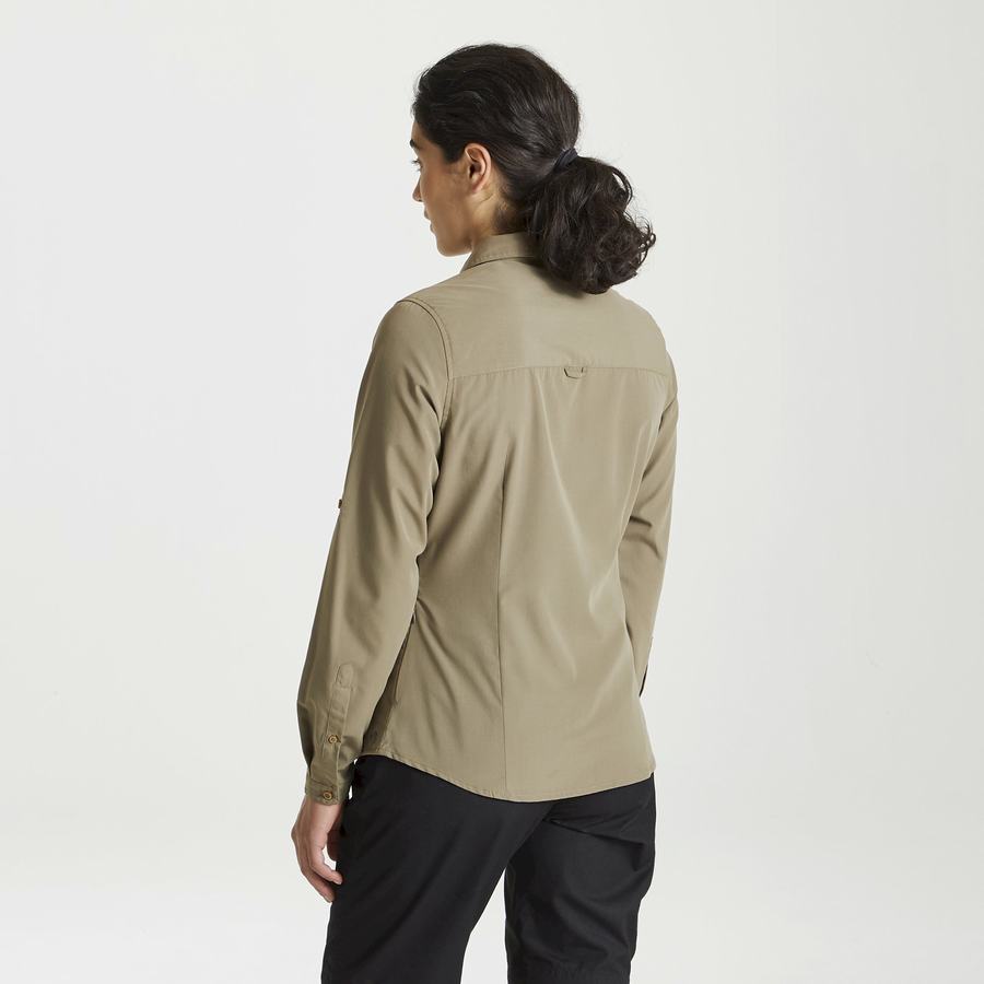 Craghoppers Expert Kiwi Long Sleeved Women's Shirts Khaki | YAY2360PS