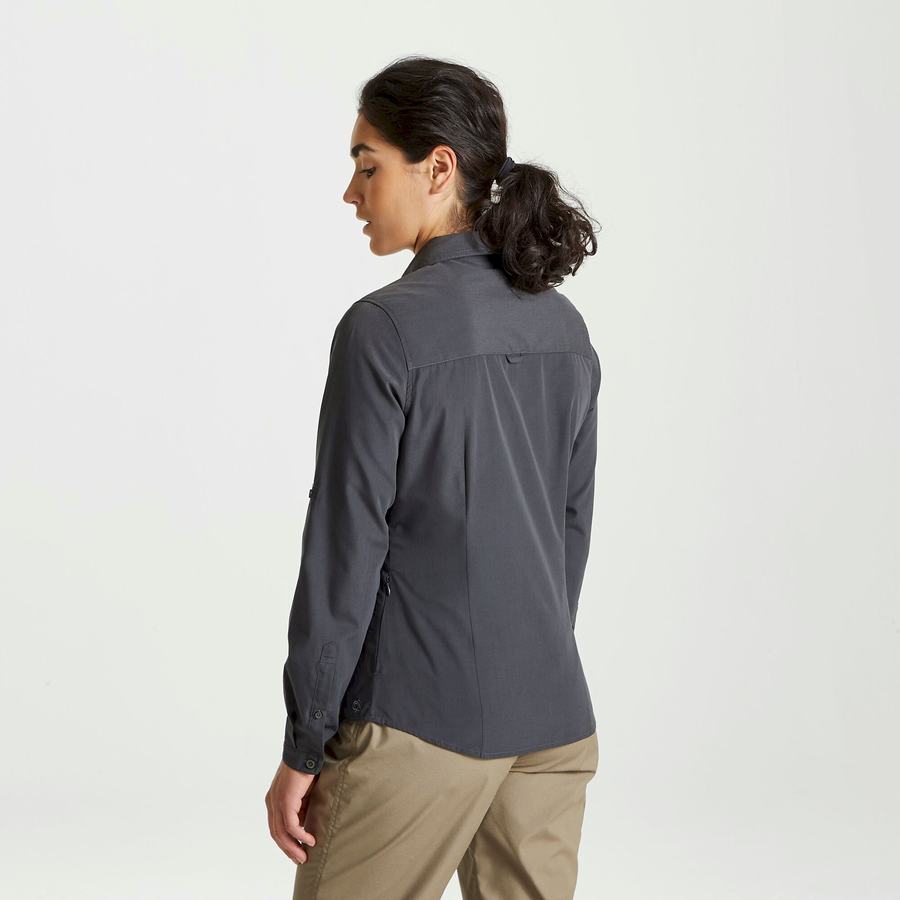 Craghoppers Expert Kiwi Long Sleeved Women's Shirts Dark Grey | ZCW5923PJ