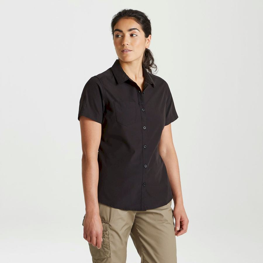 Craghoppers Expert Kiwi Short Sleeved Women's Shirts Black | VLX4153MG