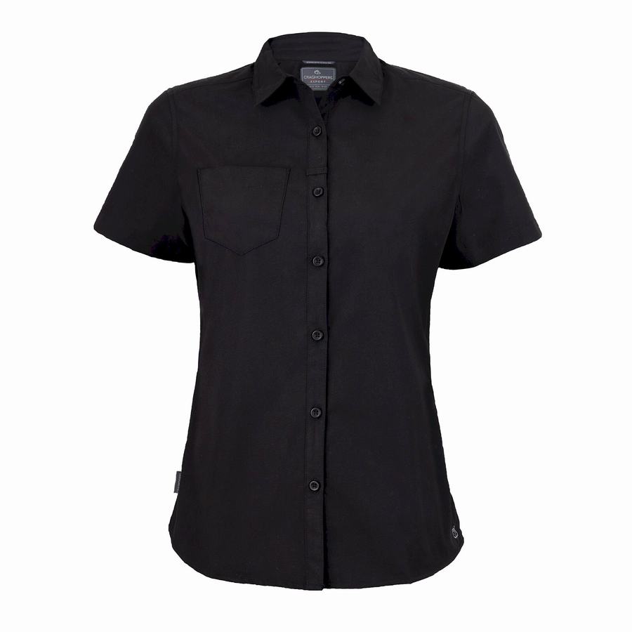 Craghoppers Expert Kiwi Short Sleeved Women's Shirts Black | VLX4153MG