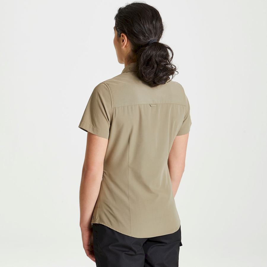 Craghoppers Expert Kiwi Short Sleeved Women's Shirts Khaki | WLC47ZJ