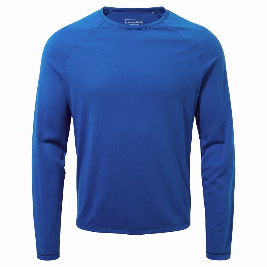 Craghoppers First Layer Long-Sleeved Men's T-Shirts Blue | SZZ2971HD