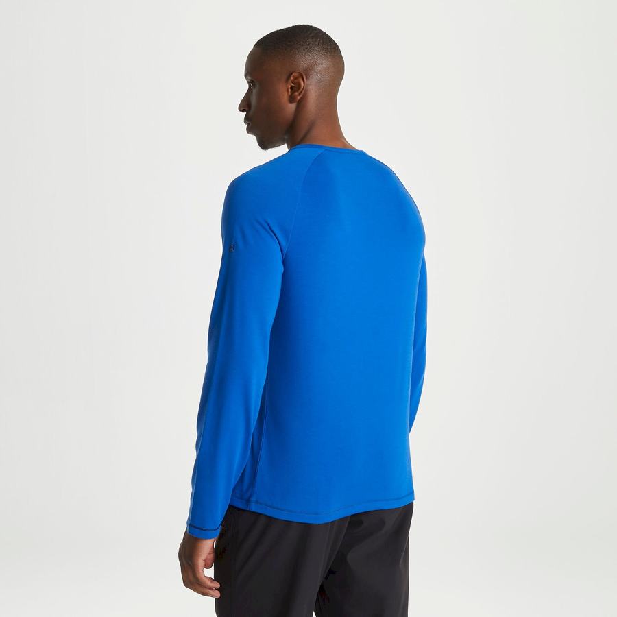 Craghoppers First Layer Long-Sleeved Men's T-Shirts Blue | SZZ2971HD