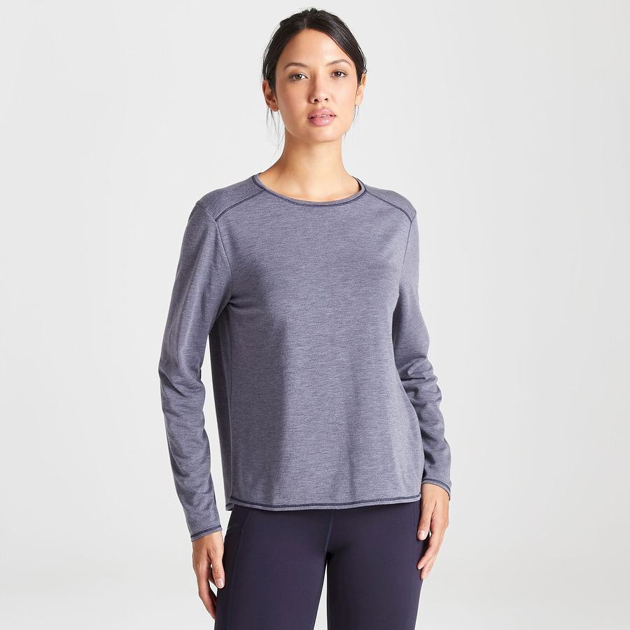 Craghoppers First Layer Long Sleeved Women's T-Shirts Blue Navy | UMW7143UU