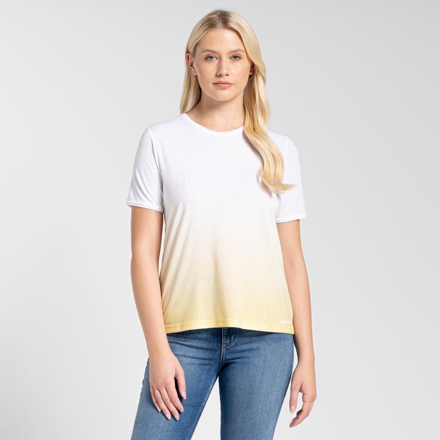 Craghoppers Ilyse Short Sleeved Women's T-Shirts White Yellow | KVK2348MA