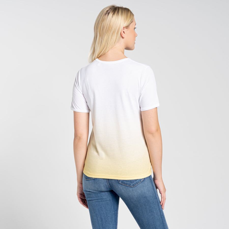 Craghoppers Ilyse Short Sleeved Women's T-Shirts White Yellow | KVK2348MA