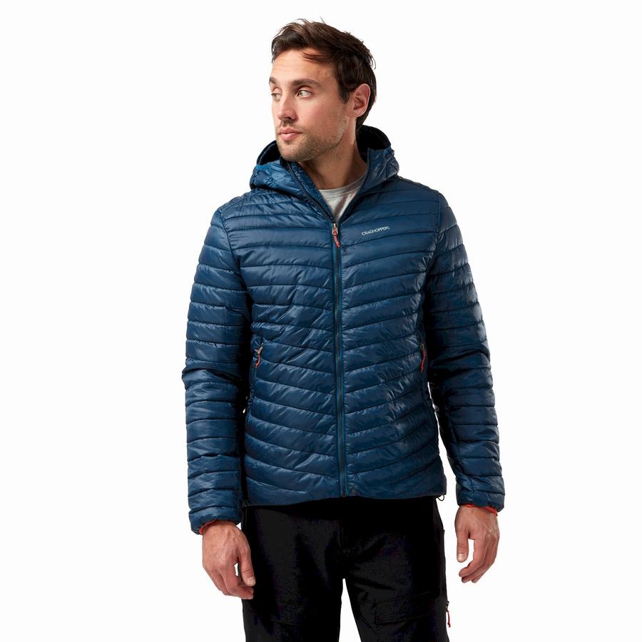 Craghoppers Insulated ExpoLite Hooded Men's Jackets Navy Blue | IRW7731EQ