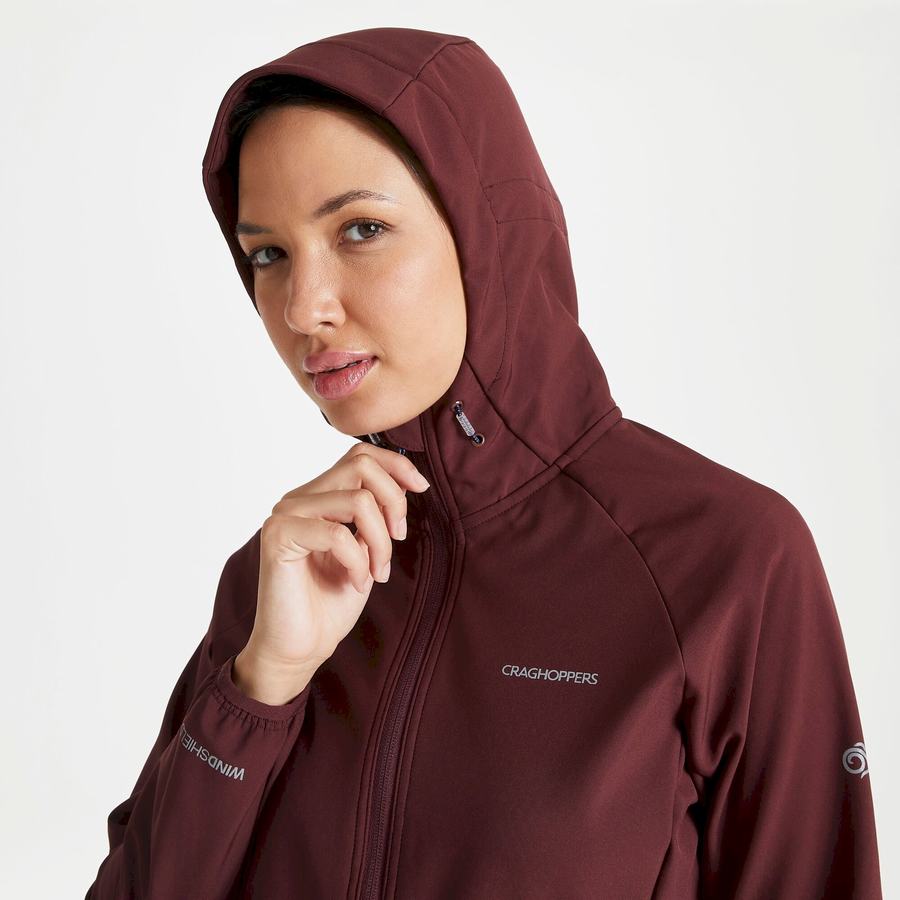 Craghoppers Kalti Weatherproof Hooded Women's Jackets Dark Red | GWU6924FZ