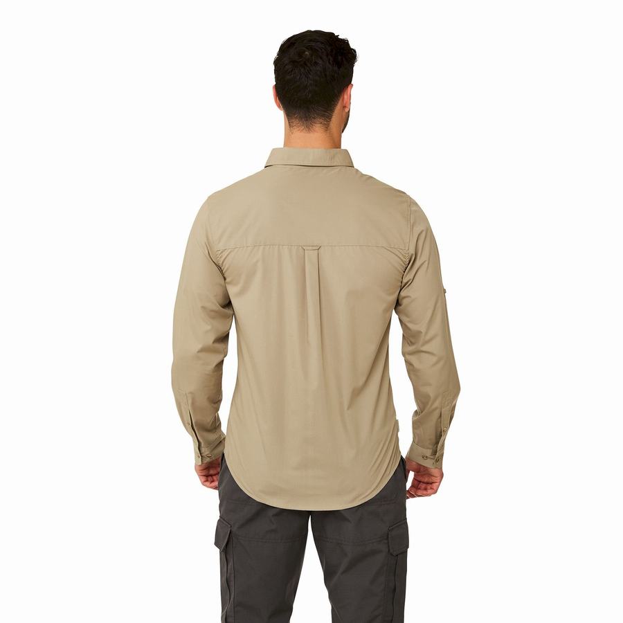 Craghoppers Kiwi Boulder Long Sleeved Men's Shirts Khaki | DLR6623YX