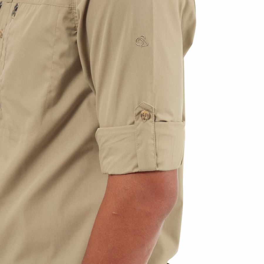 Craghoppers Kiwi Boulder Long Sleeved Men's Shirts Khaki | DLR6623YX