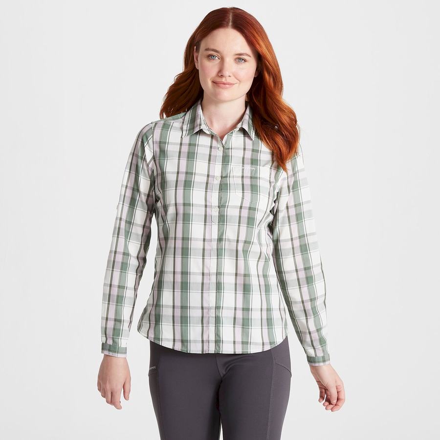 Craghoppers Kiwi II Long Sleeved Women's Shirts Olive | NXU7186PL