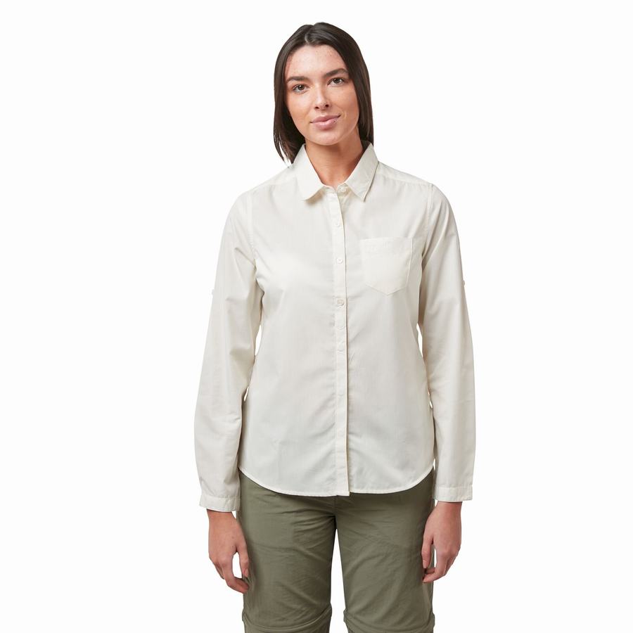 Craghoppers Kiwi II Long Sleeved Women's Shirts White | SDG7799ST