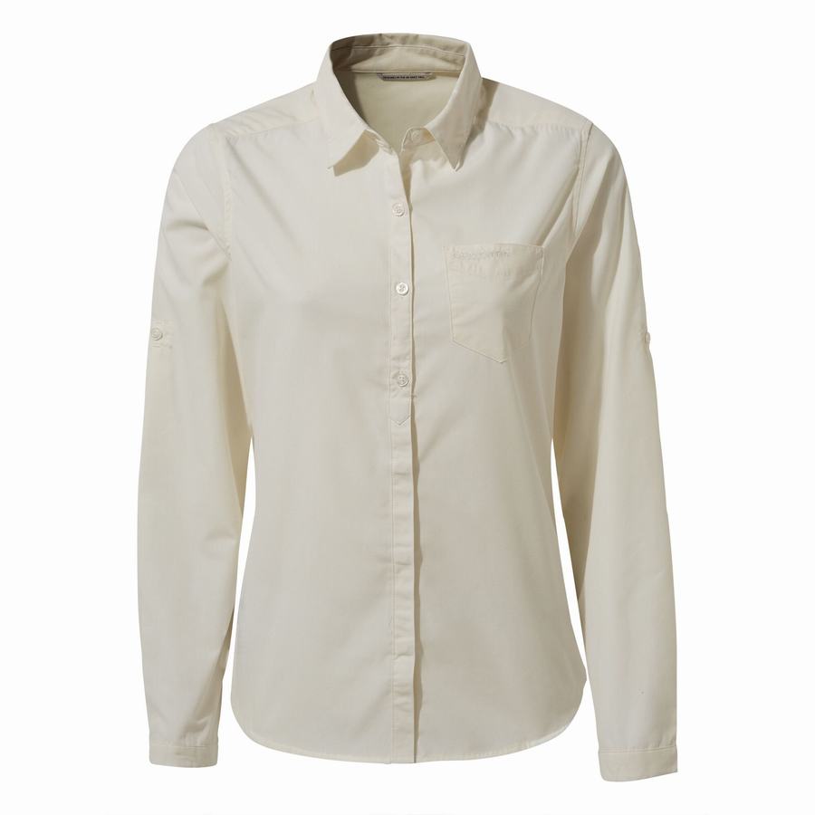 Craghoppers Kiwi II Long Sleeved Women's Shirts White | SDG7799ST