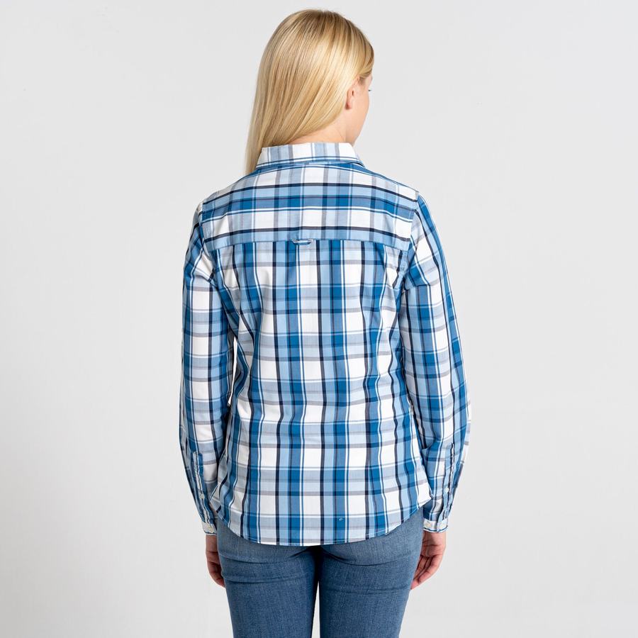 Craghoppers Kiwi II Long Sleeved Women's Shirts Blue | SEO9855WO