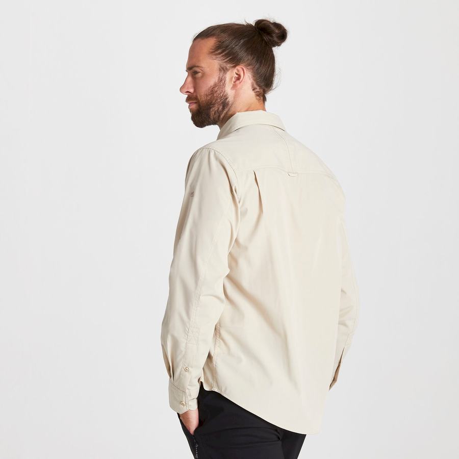 Craghoppers Kiwi Long Sleeved Men's Shirts Beige | BGY2546IC