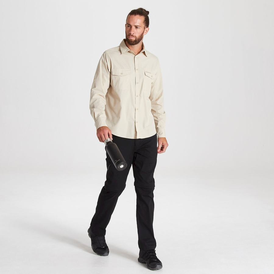 Craghoppers Kiwi Long Sleeved Men's Shirts Beige | BGY2546IC