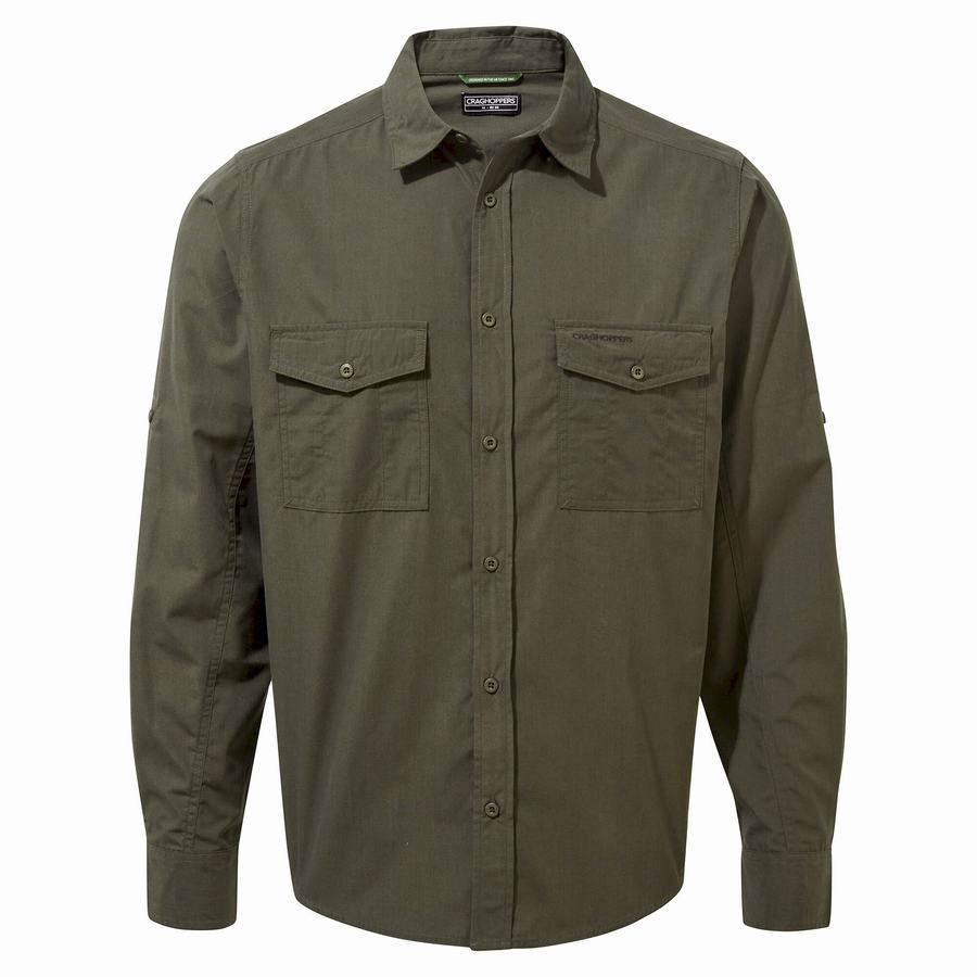 Craghoppers Kiwi Long Sleeved Men's Shirts Green | FGH5760PE