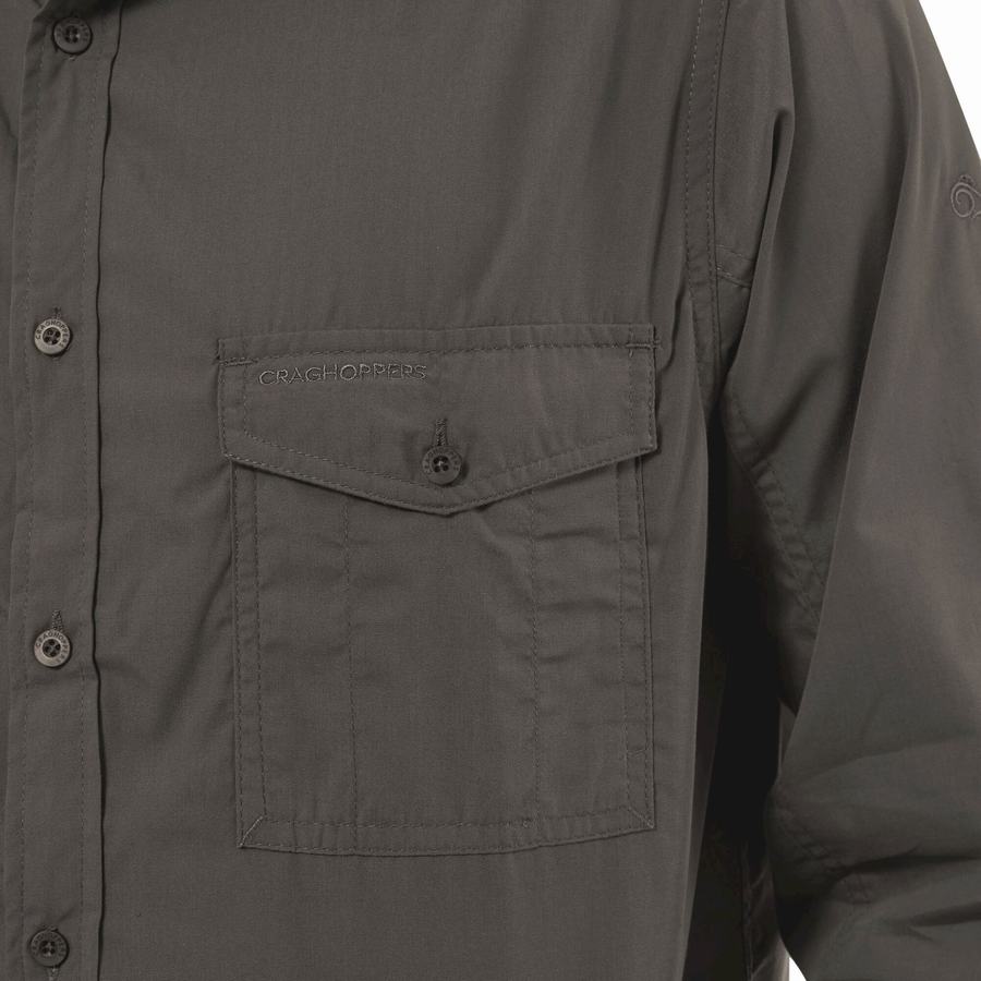 Craghoppers Kiwi Long Sleeved Men's Shirts Dark Grey | PPU4545YK