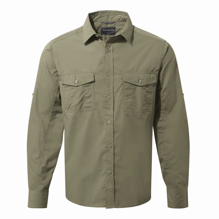 Craghoppers Kiwi Long-Sleeved Men's Shirts Green | SKR3672QM