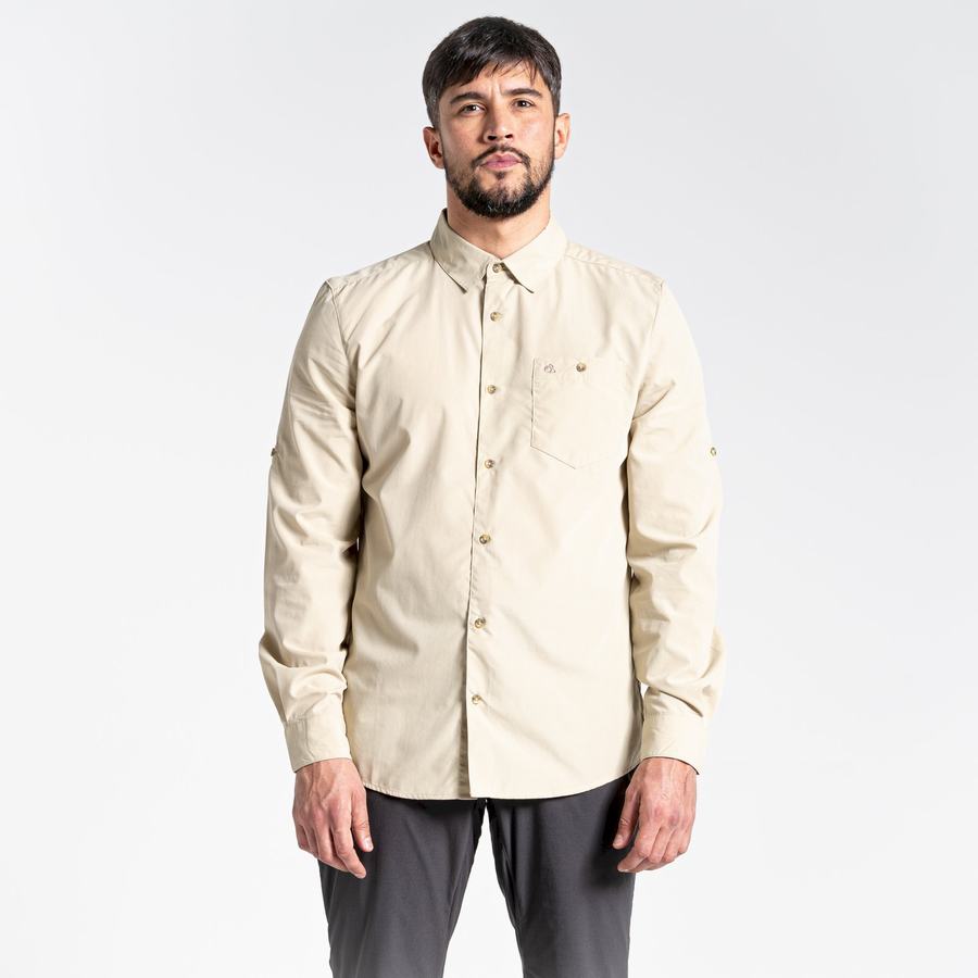 Craghoppers Kiwi Ridge Long Sleeved Men's Shirts Beige | NUY1712UC