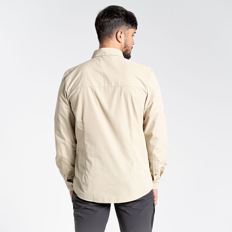 Craghoppers Kiwi Ridge Long Sleeved Men's Shirts Beige | NUY1712UC