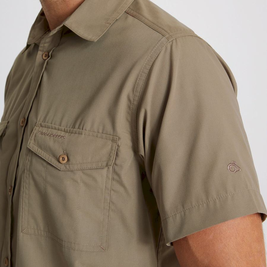 Craghoppers Kiwi Short Sleeved Men's Shirts Deep Green | BBH5061GD