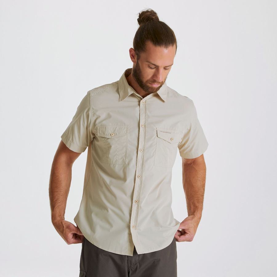 Craghoppers Kiwi Short Sleeved Men's Shirts Beige | GDM8112JY