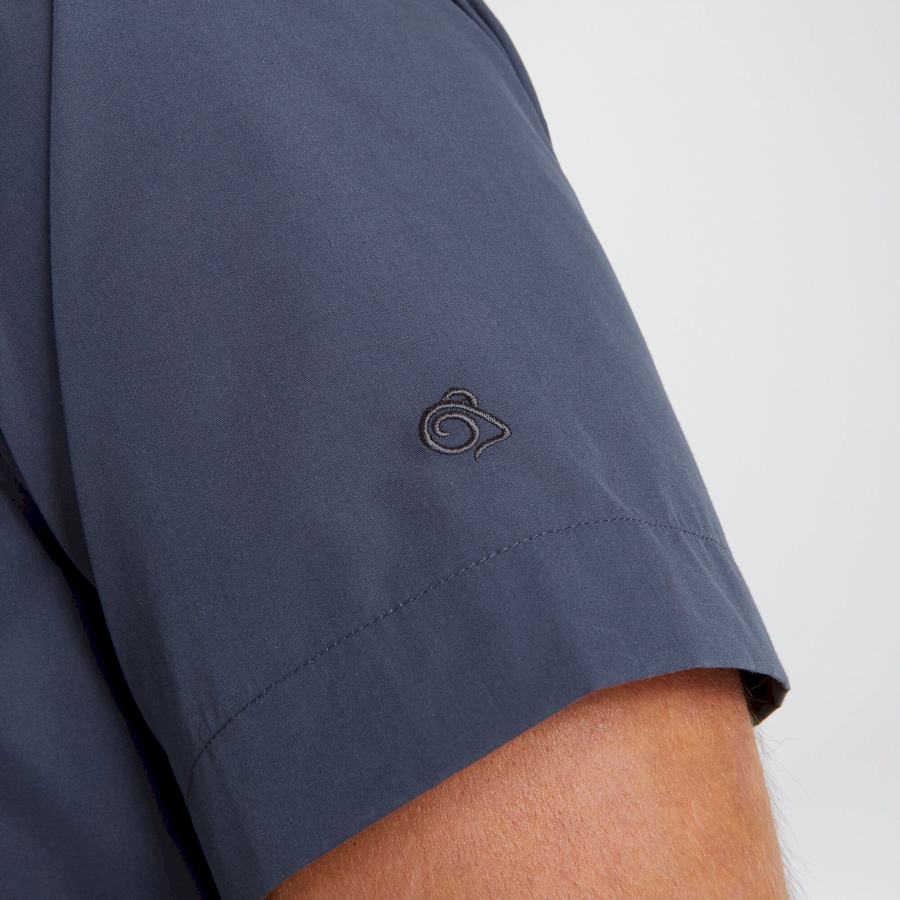 Craghoppers Kiwi Short Sleeved Men's Shirts Blue | GJW10075VW