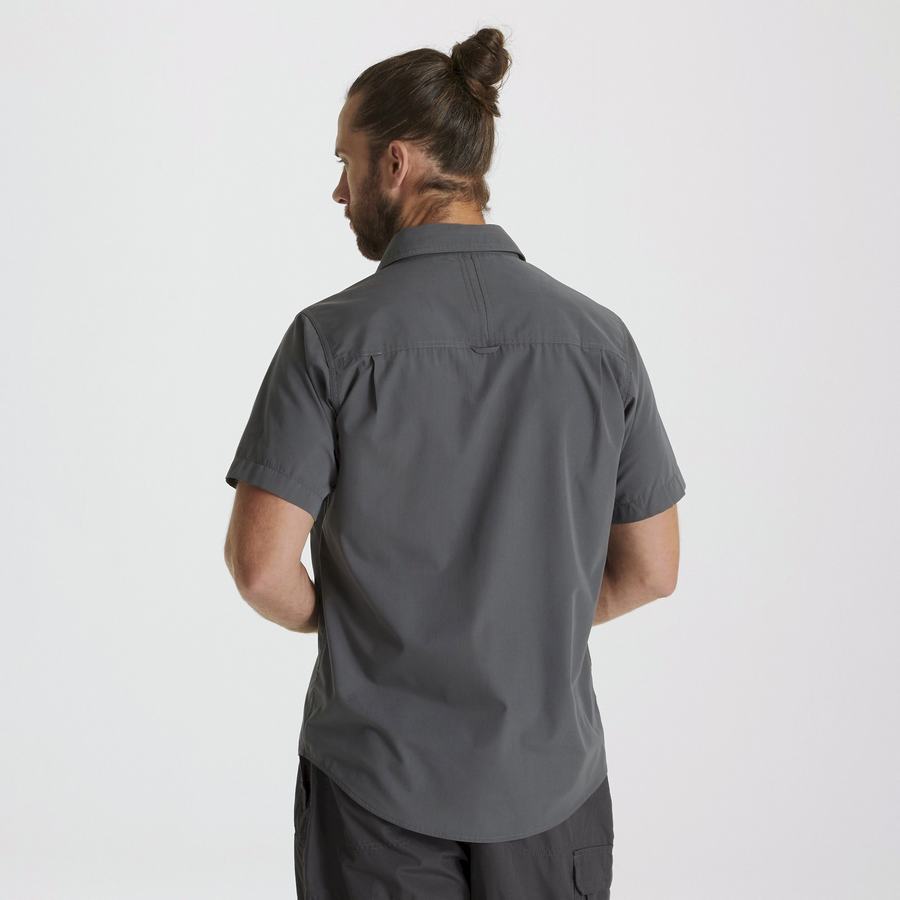 Craghoppers Kiwi Short Sleeved Men's Shirts Dark Grey | MYO2086SC