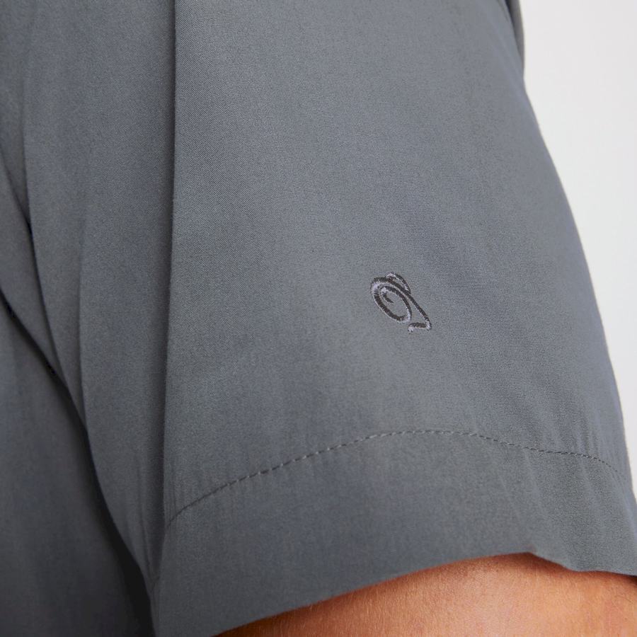 Craghoppers Kiwi Short Sleeved Men's Shirts Dark Grey | MYO2086SC