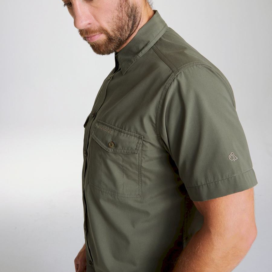 Craghoppers Kiwi Short Sleeved Men's Shirts Deep Green | ZWL6415PL