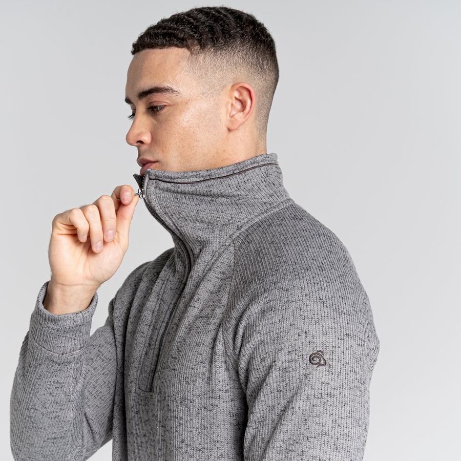 Craghoppers Logan Half Zip Men's Sweaters Grey | PVG8699FA