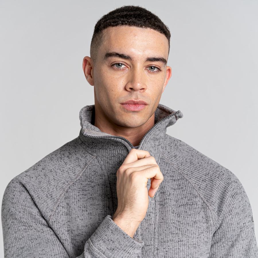 Craghoppers Logan Half Zip Men's Sweaters Grey | PVG8699FA