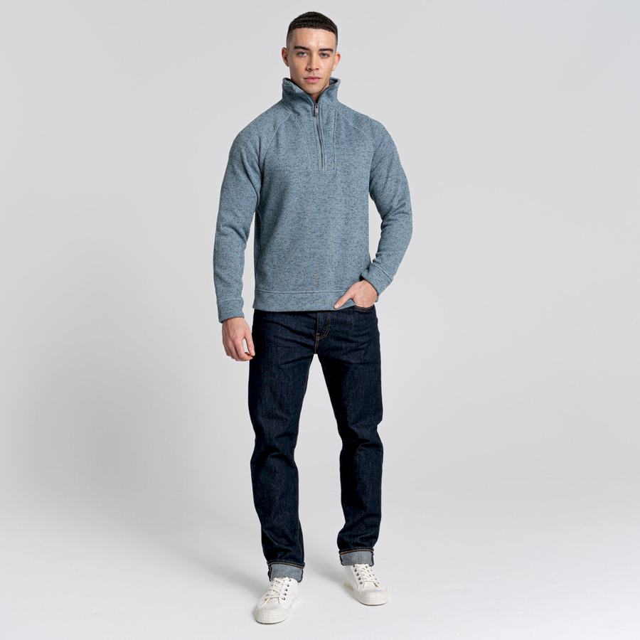 Craghoppers Logan Half Zip Men's Sweaters Blue | RPI8237RN