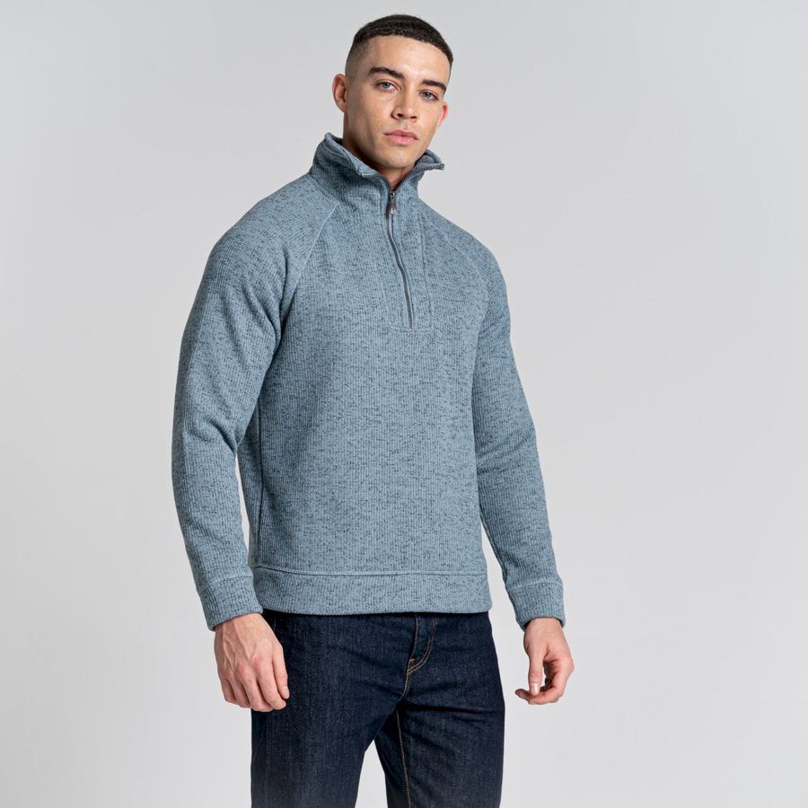 Craghoppers Logan Half Zip Men's Sweaters Blue | RPI8237RN