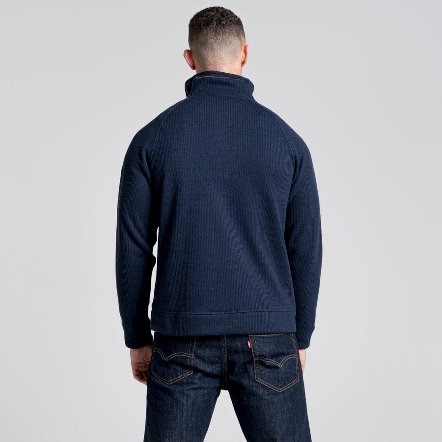 Craghoppers Logan Half Zip Men's Sweaters Blue Navy | XQQ673ZV