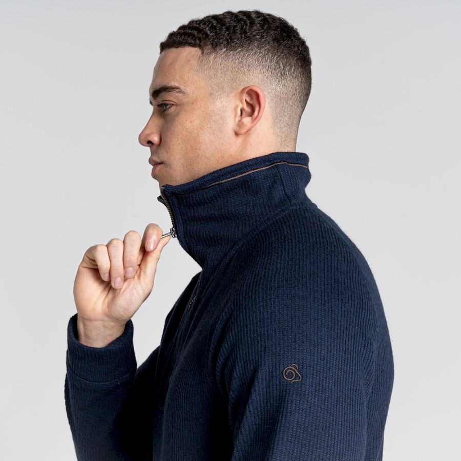 Craghoppers Logan Half Zip Men's Sweaters Blue Navy | XQQ673ZV