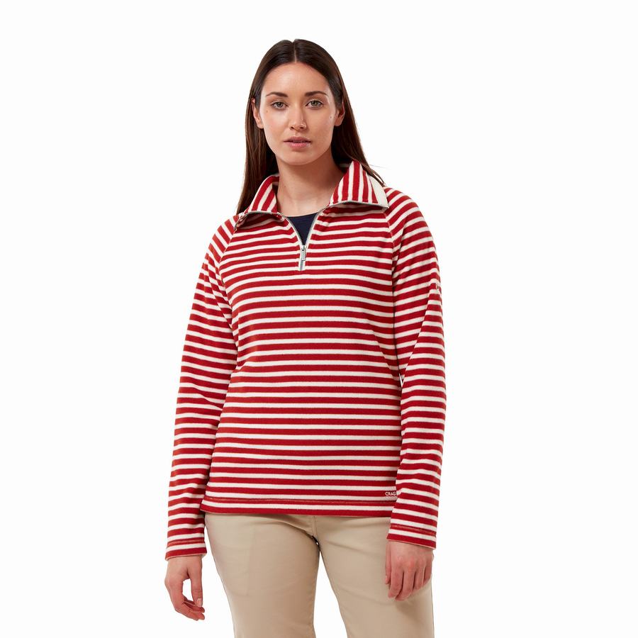 Craghoppers Natalia Half Zip Women's Sweaters Red Stripes | BCC5778HL