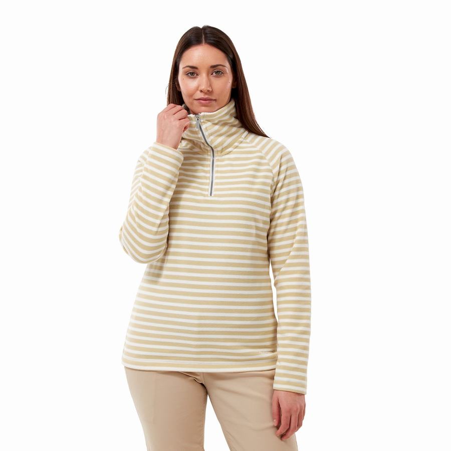 Craghoppers Natalia Half Zip Women's Sweaters Yellow Stripes | BEQ7442SN