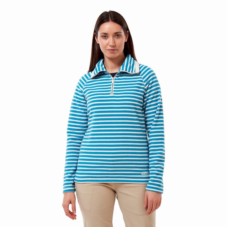 Craghoppers Natalia Half Zip Women's Sweaters Navy Blue Stripes | MRW8522AH