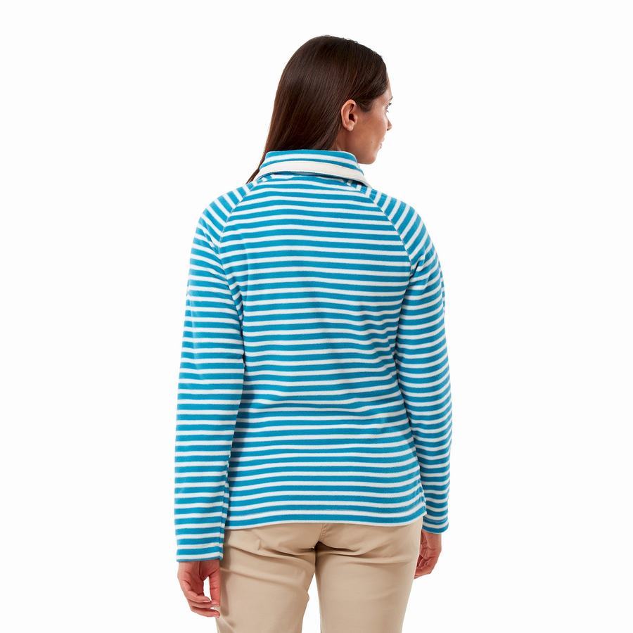 Craghoppers Natalia Half Zip Women's Sweaters Navy Blue Stripes | MRW8522AH