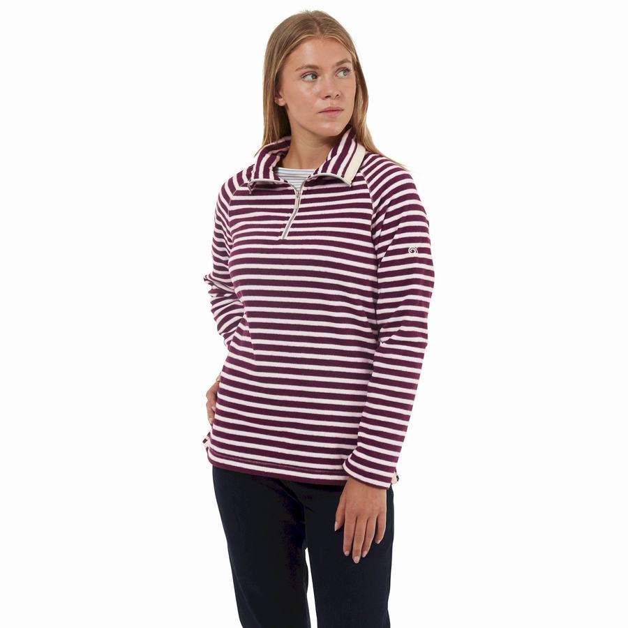 Craghoppers Natalia Half Zip Women's Sweaters Purple Stripes | XMF3074SA