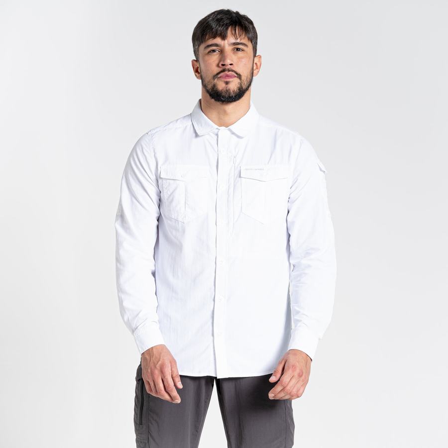 Craghoppers NosiLife Adventure II Long Sleeved Men's Shirts White | CVD9240WS