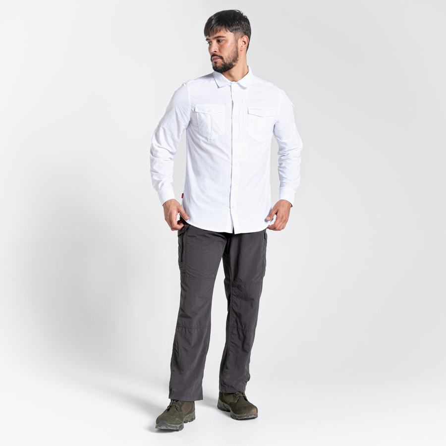 Craghoppers NosiLife Adventure II Long Sleeved Men's Shirts White | CVD9240WS