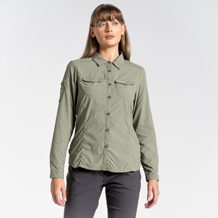 Craghoppers NosiLife Adventure II Long Sleeved Women's Shirts Dark Green | DDR8791HR