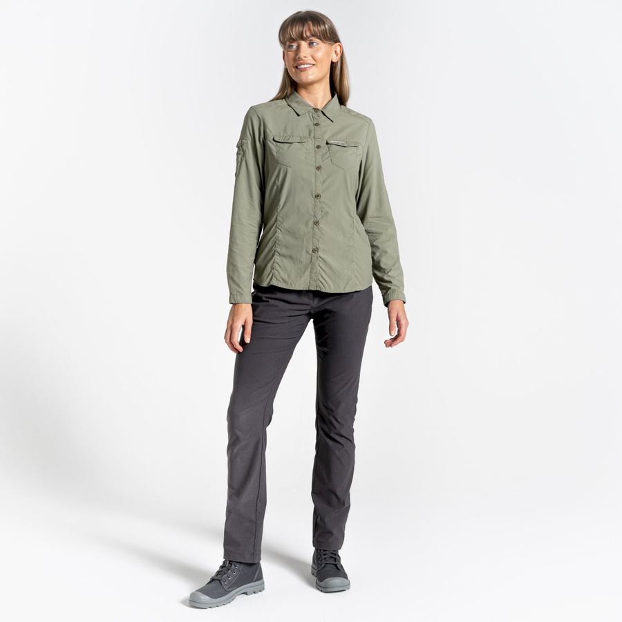 Craghoppers NosiLife Adventure II Long Sleeved Women's Shirts Dark Green | DDR8791HR