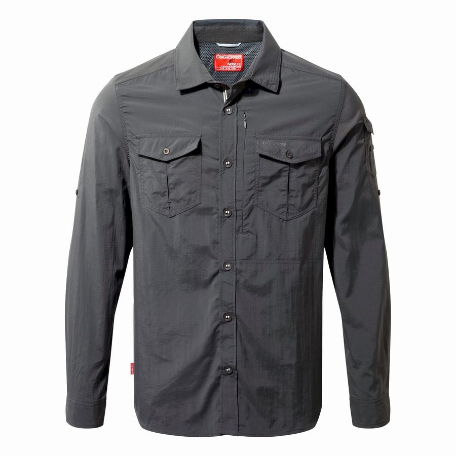 Craghoppers NosiLife Adventure II Long Sleeved Men's Shirts Black | FDY222CN