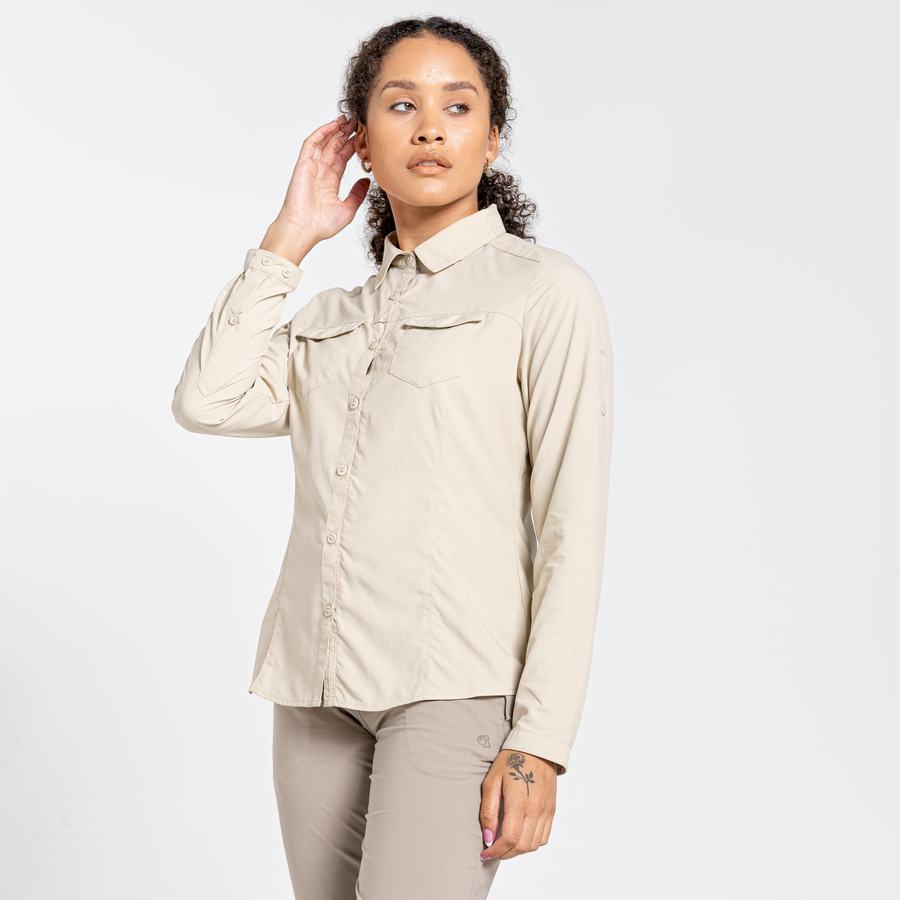 Craghoppers NosiLife Adventure II Long Sleeved Women's Shirts Brown | RZN1488YH