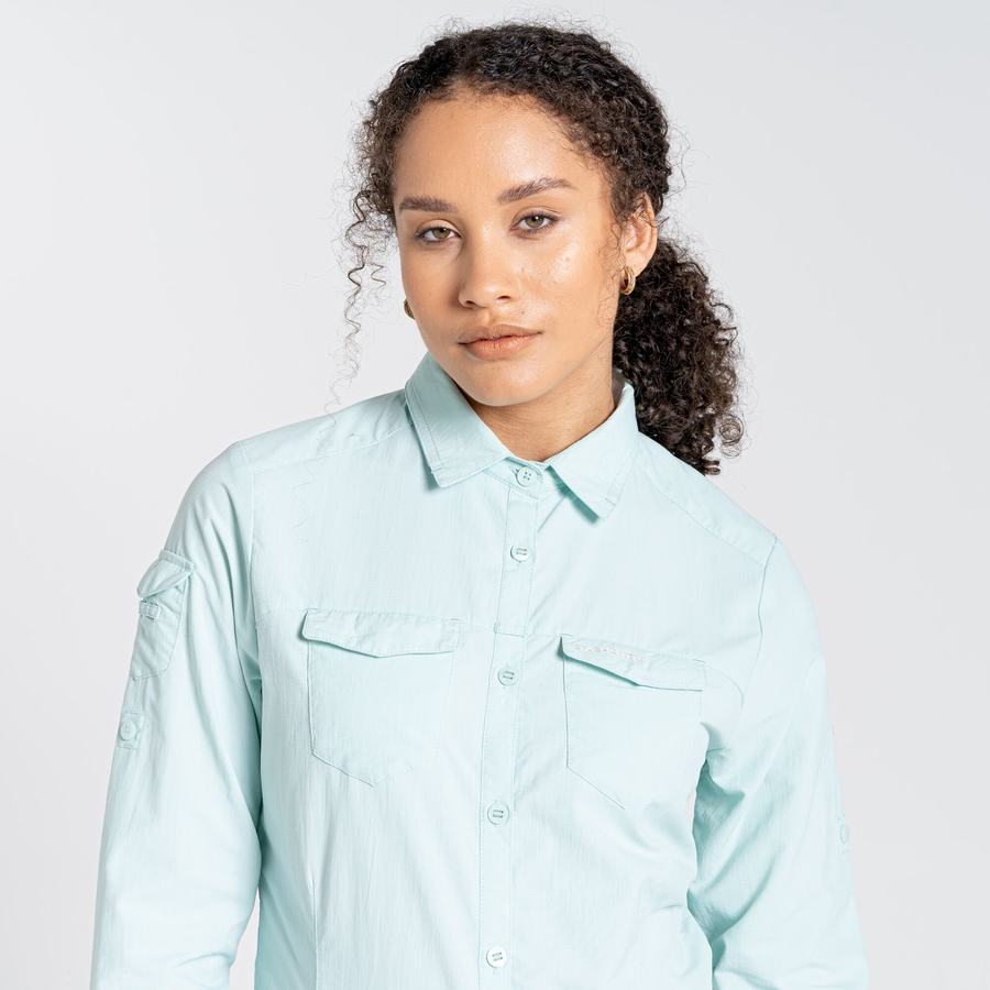 Craghoppers NosiLife Adventure II Long Sleeved Women's Shirts Green | UAY442FJ