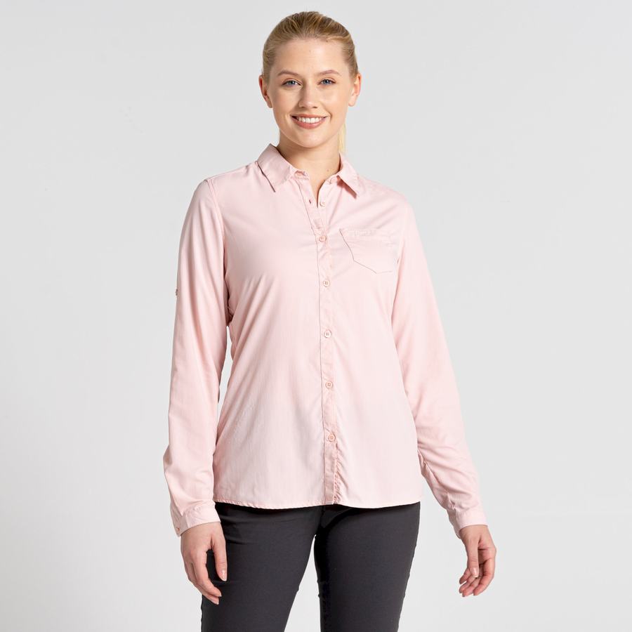 Craghoppers NosiLife Bardo Long Sleeved Women's Shirts Pink | TEU9814UQ